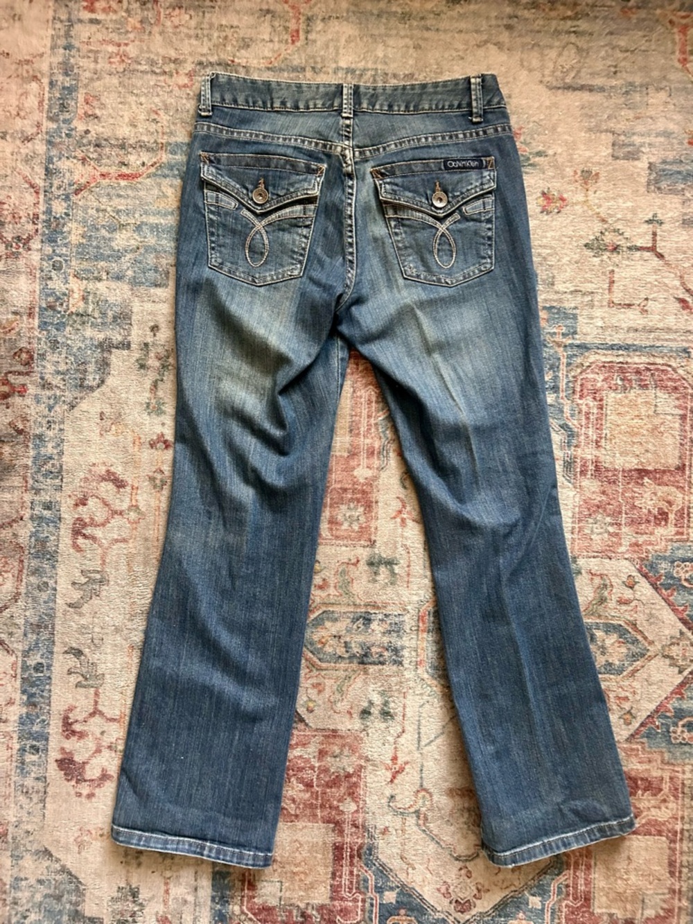Calvin Klein Jeans Denim Mid Rise Straight Classic Detailed Pockets Classic - Picture 12 of 14